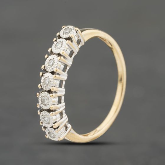Second Hand 9ct Yellow Gold 0.14ct Brilliant Cut Diamond Half Eternity Ring 41383973