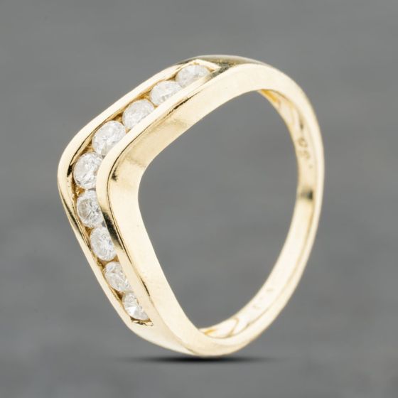 Second Hand 9ct Yellow Gold 0.50ct Brilliant Cut Diamond Wishbone Ring 41384094