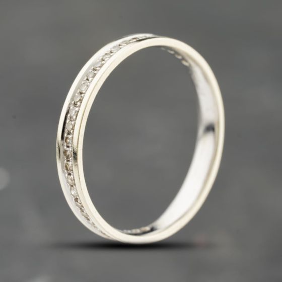Second Hand 9ct White Gold 0.15ct Brilliant Cut Diamond Half Eternity Ring 41384165