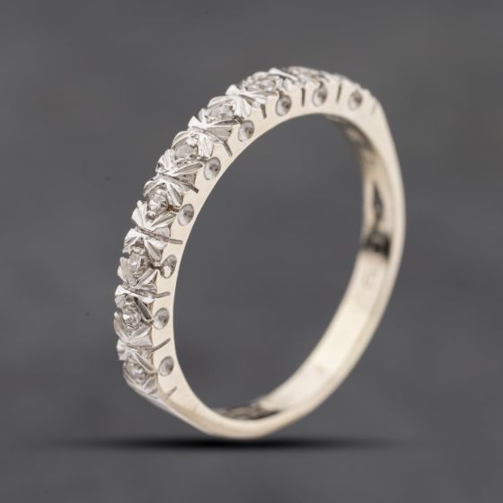 Second Hand 9ct White Gold 0.05ct Diamond Half Eternity Ring 41384247