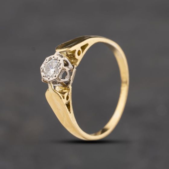 Second Hand Vintage Yellow Gold Diamond Solitaire Ring 41384380