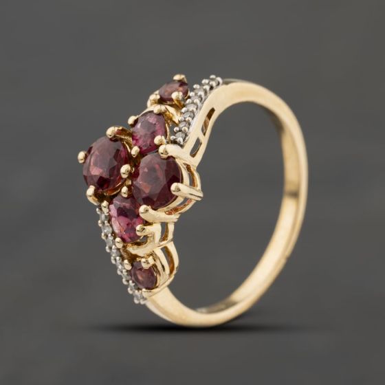 Second Hand 9ct Yellow Gold Tourmaline & Diamond Dress Ring 41384436