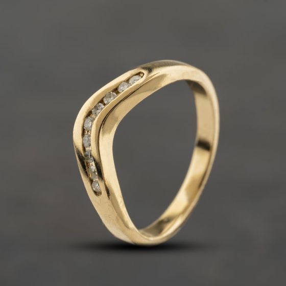 Second Hand 9ct Yellow Gold 0.09ct Diamond Wishbone Ring 41384478