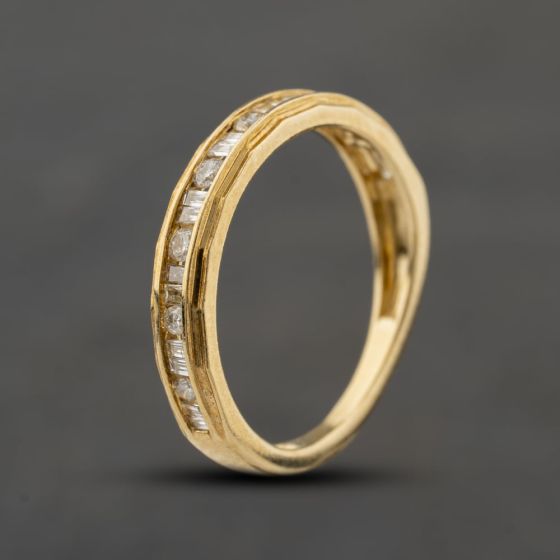Second Hand 9ct Yellow Gold 0.25ct Diamond Half Eternity Ring 41384481
