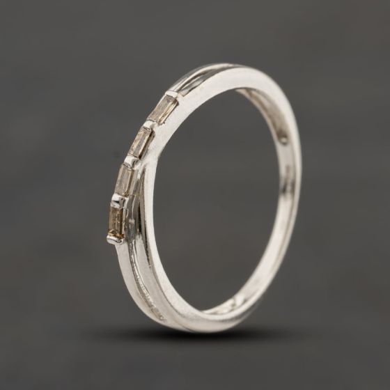 Second Hand 9ct White Gold Baguette Cut Diamond Crossover Ring 41384482