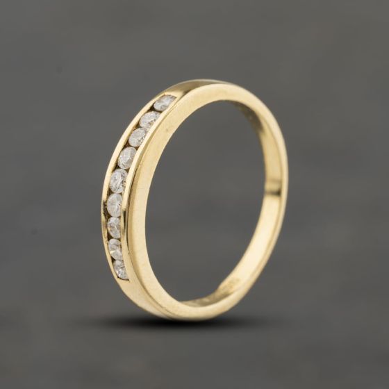 Second Hand 9ct Yellow Gold 0.25ct Brilliant Cut Diamond Half Eternity Ring 41384487