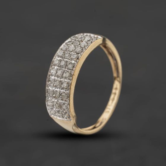 Second Hand 9ct Yellow Gold 0.25ct Diamond Pave Dress Ring 41384747