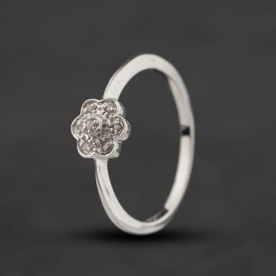 Second Hand 9ct White Gold Diamond Flower Cluster Ring 41384750