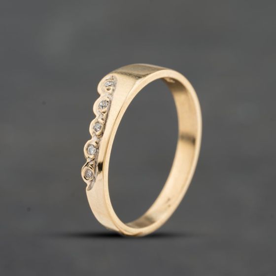 Second Hand 9ct Yellow Gold Diamond 4.7mm Shaped Wedding Ring 41384823