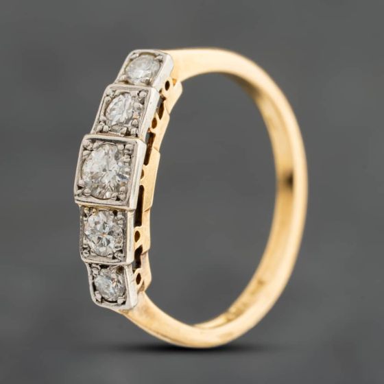 Second Hand Yellow Gold Brilliant Cut Diamond Half Eternity Ring 41384960