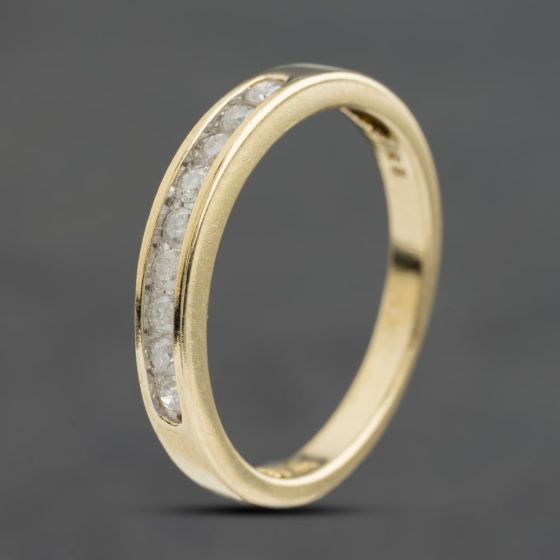 Second Hand 9ct Yellow Gold 0.25ct Brilliant Cut Diamond Half Eternity Ring 41384977