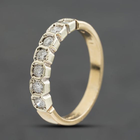 Second Hand 9ct Yellow Gold 0.35ct Brilliant Cut Diamond Half Eternity Ring 41384978