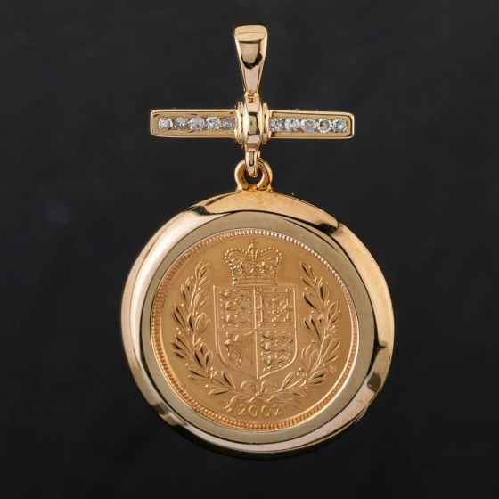 Second Hand Yellow Gold 2003 1/2 Sovereign Golden Jubilee Coin Keeper Loose Pendant 4139171