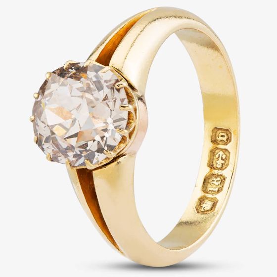 Second Hand Antique 18ct Yellow Gold 3.00ct Old Cut Diamond Victorian Solitaire Ring 414800895