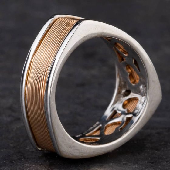 Second Hand 18ct Two Colour Gold Diamond Triangular Fancy Ring 4148040