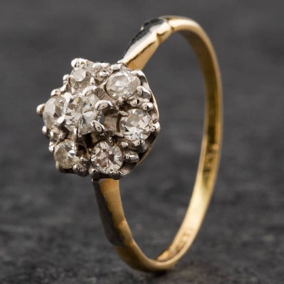 Second Hand Yellow Gold Diamond Cluster Ring 4148063