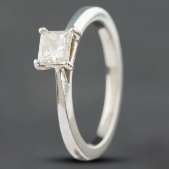 Second Hand Platinum 0.45ct Brilliant Cut Diamond Princess Cut Solitaire Ring 41481030
