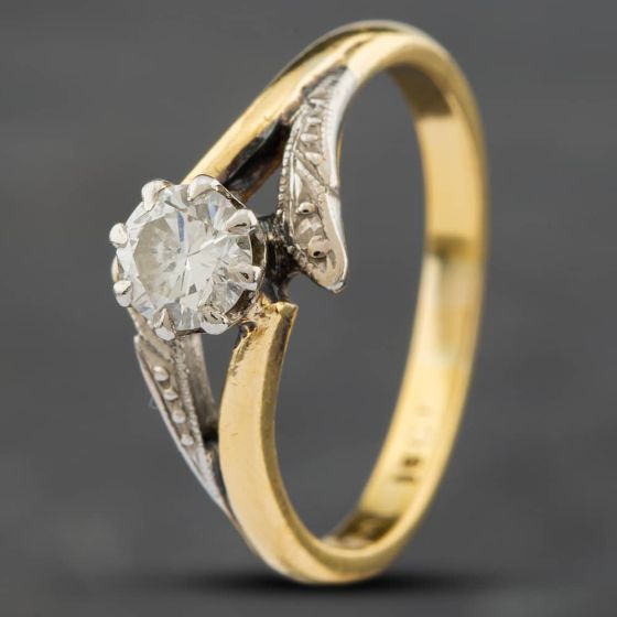 Second Hand Vintage Yellow Gold Brilliant Cut Solitaire Ring 41481153