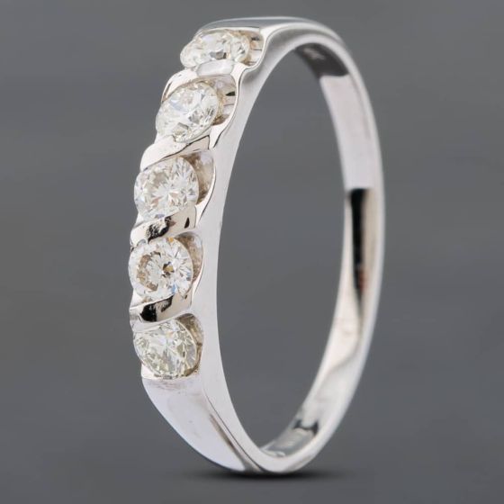 Second Hand 18ct White Gold 1.00ct Brilliant Cut Diamond Half Eternity Ring 41481191