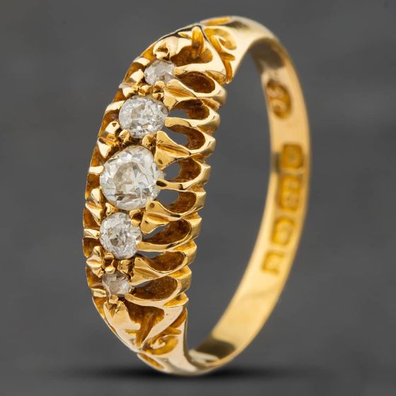 Second Hand Vintage Yellow Gold Diamond Five Stone Ring 41481243