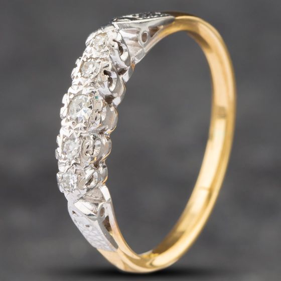 Second Hand Vintage Yellow Gold Single Cut Diamond Graduating Five Stone Ring 41481262