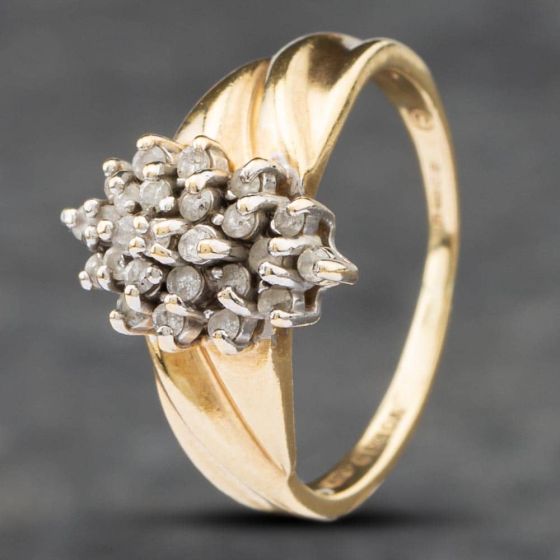Second Hand 9ct Yellow Gold Diamond Marquise Cluster Ring 41481308