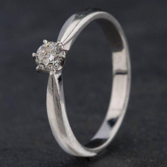 Second Hand Platinum 0.29ct Brilliant Cut Diamond 6 Claw Solitaire Ring 4148133