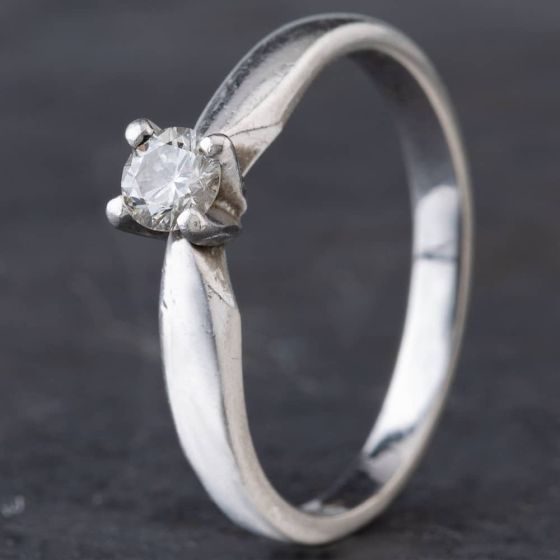 Second Hand Platinum 0.25ct Brilliant Cut Diamond 4 Claw Solitaire Ring 4148135