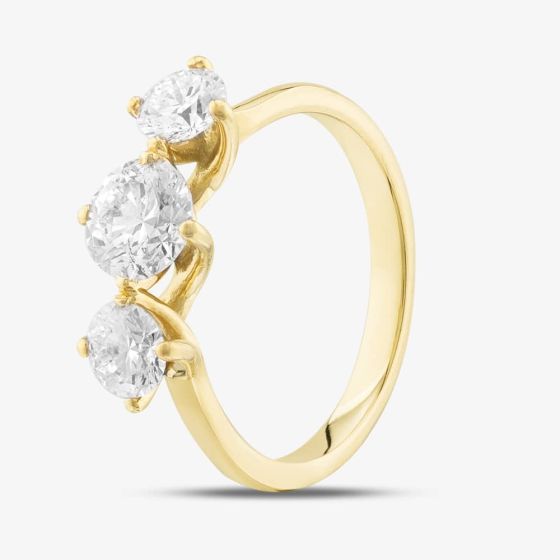 Second Hand 18ct Yellow Gold Certificated 1.71ct Brilliant Cut Diamond Three Stone Ring 41481473
