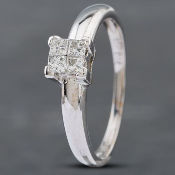 Second Hand 18ct White Gold 0.20ct Princess Cut Diamond Four Stone Ring 41481537