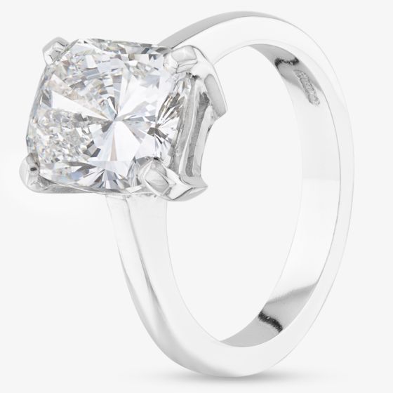 Second Hand 18ct White Gold Certificated 3.06ct Cushion Cut Diamond Solitaire Ring 41481564