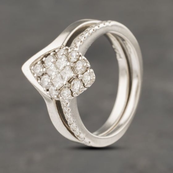 Second Hand Platinum Diamond Marquise Cluster Bridal Set Ring 41481624