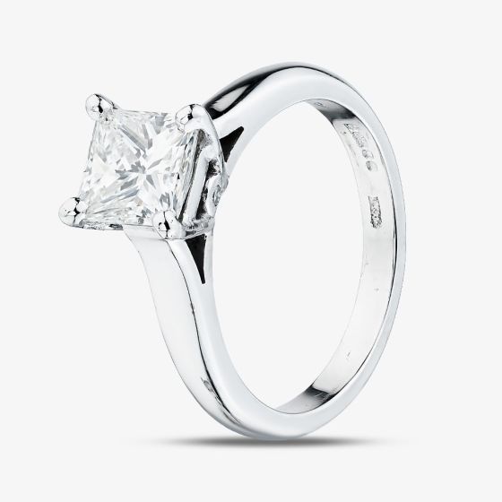 Second Hand Platinum Certificated 1.22ct Princess Cut Diamond Solitaire Ring 41481651