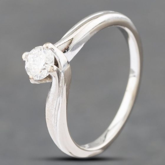 Second Hand 18ct White Gold 0.33ct Brilliant Cut Diamond Twist Solitaire Ring 41481685