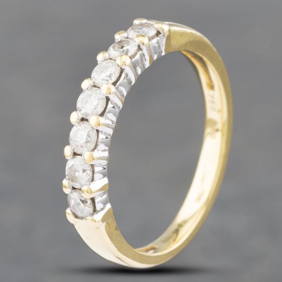 Second Hand 18ct Yellow Gold 0.50ct Brilliant Cut Diamond Half Eternity Ring 41481693