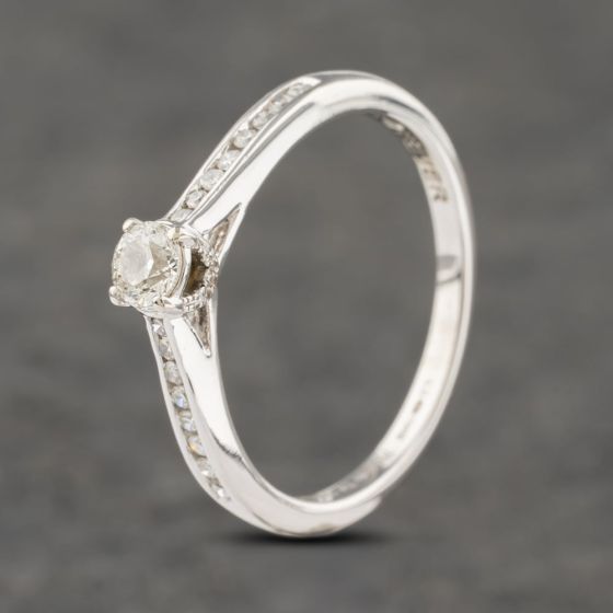 Second Hand 18ct White Gold 0.40ct Brilliant Cut Diamond Shoulder Set Solitaire Ring 41481708