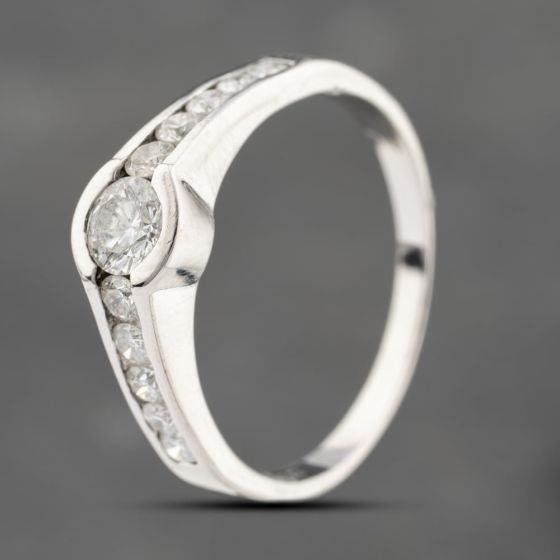 Second Hand 18ct White Gold 0.50ct Brilliant Cut Diamond Shoulder Set Solitaire Ring 41481711