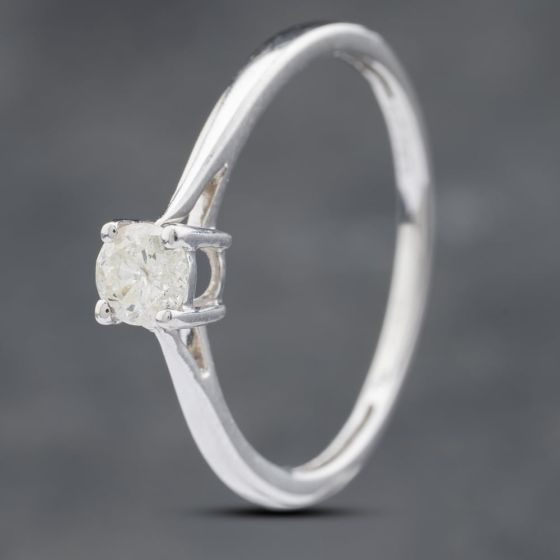 Second Hand 18ct White Gold 0.25ct Brilliant Cut Diamond Solitaire Ring 41481714