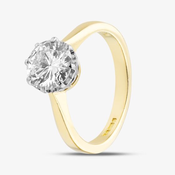Second Hand 18ct Yellow Gold Certificated 2.05ct Brilliant Cut Diamond Round Solitaire Ring 41481722