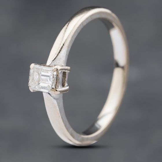 Second Hand 18ct White Gold Emerald Cut Diamond Solitaire Ring 41481729