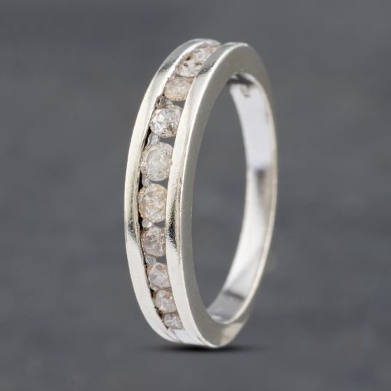 Second Hand 9ct White Gold 0.50ct Brilliant Cut Diamond Channel Set Half Eternity Ring 41481828