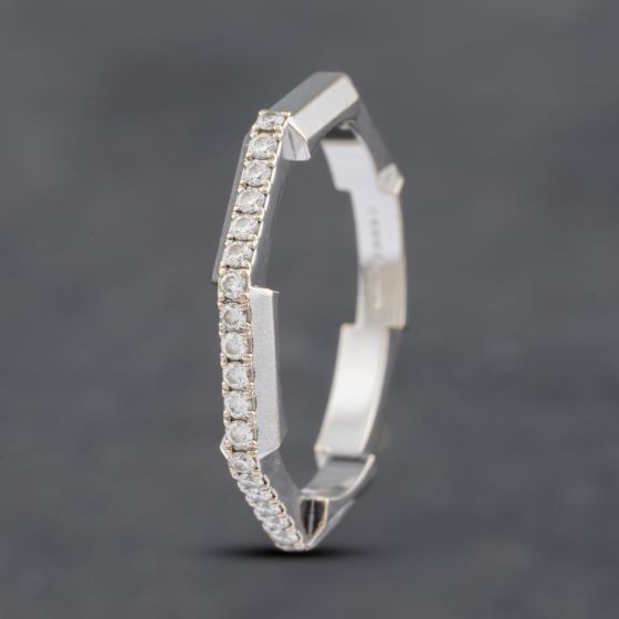 Second Hand 18ct White Gold 0.25ct Brilliant Cut Diamond Gucci Half Eternity Ring 41481839