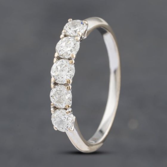 Second Hand 18ct White Gold 0.75ct Brilliant Cut Diamond Five Stone Half Eternity Ring 41481855