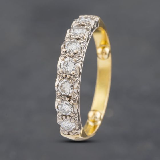 Second Hand 18ct Yellow Gold 0.50ct Brilliant Cut Diamond 7 Stone Half Eternity Ring 41481859