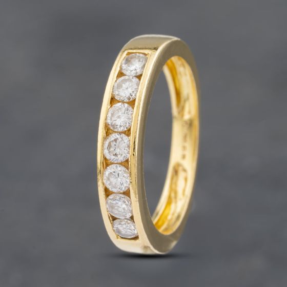 Second Hand 18ct Yellow Gold 0.50ct Brilliant Cut Diamond Channel Set 7 Stone Half Eternity Ring 41481861