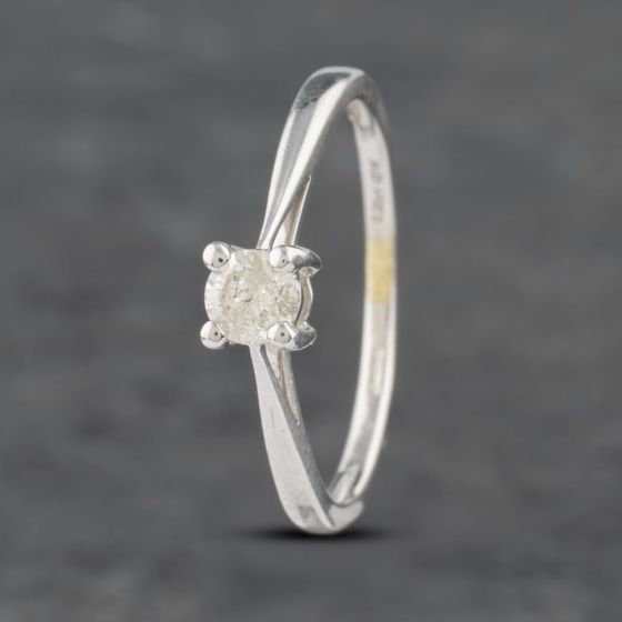 Second Hand 18ct White Gold 0.25ct Brilliant Cut Diamond Four Claw Solitaire Ring 41481870
