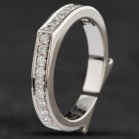 Second Hand Vintage 18ct White Gold Brilliant Cut Diamond Cartier Flat C Half Eternity Ring 4148187