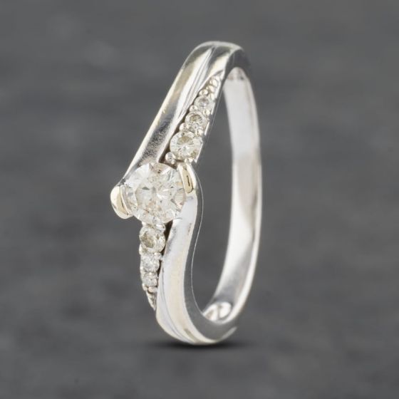 Second Hand 9ct White Gold 0.33ct Brilliant Cut Diamond Shoulder Set Solitaire Ring 41481884
