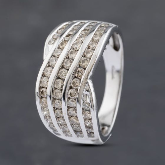 Second Hand 9ct White Gold 1.00ct Brilliant Cut Diamond Twist Four Row Ring 41481920