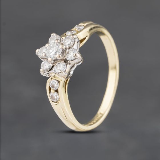 Second Hand 18ct Yellow Gold 0.50ct Brilliant Cut Diamond Cluster Ring 41481973